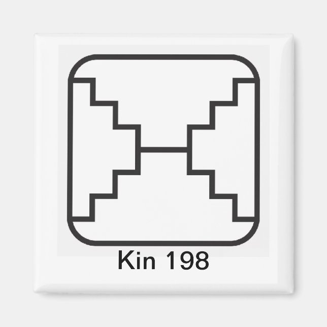 Tzolkin Espelho Branco Kin 198 Magnet (Vorne)