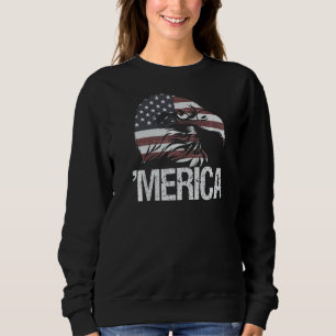 U2018merica Vintage Amerikanische Flagge Weißkopfs Sweatshirt