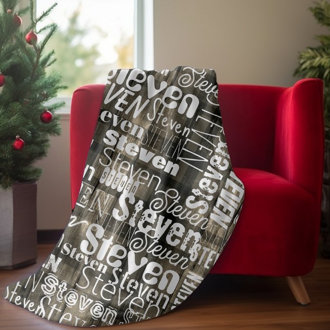 U-Bahn Art jeder Text tartan schwarz baffalo karie Fleecedecke (Von Creator hochgeladen)