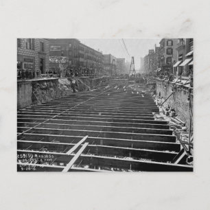 U-Bahn-Ausgrabung Seventh Ave New York City 1913 Postkarte
