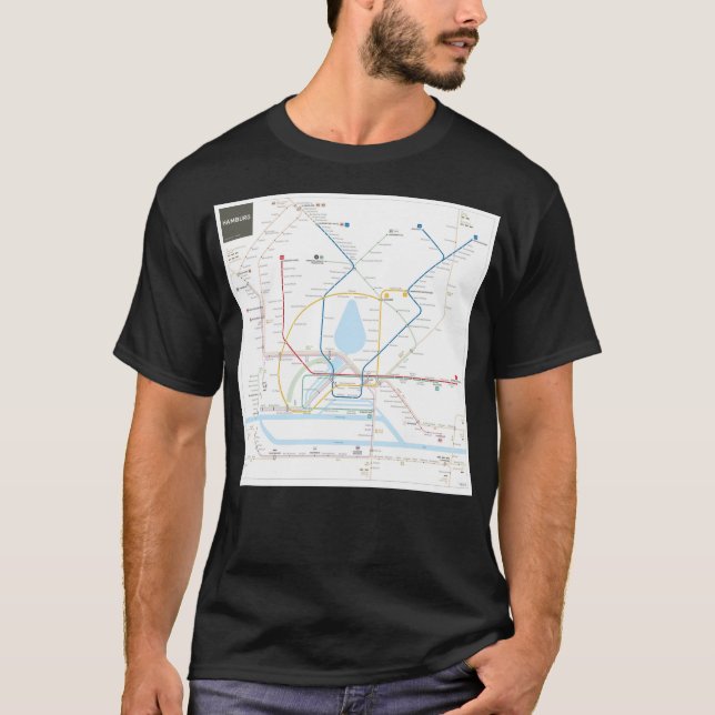 U-Bahn-Karte Hamburg T-Shirt (Vorderseite)