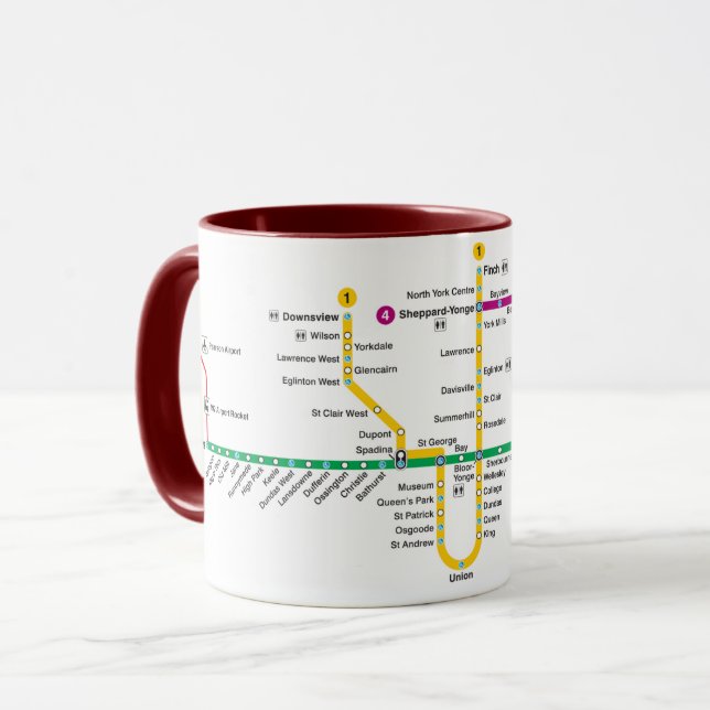 U-Bahn-Linie Toronto Tasse (Vorderseite Links)
