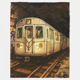 U-Bahn NYC Graffiti Mural Fleece Blanket
