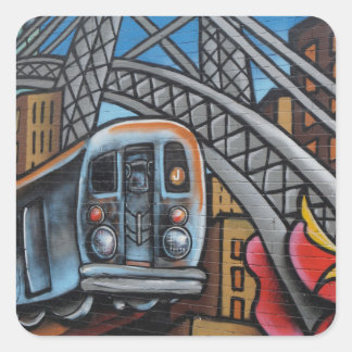 U-Bahn städtische Graffiti-Kunst Quadratischer Aufkleber