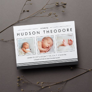 U-Bahn-Streifen Geburtsankündigung Holzkohle Ankündigung