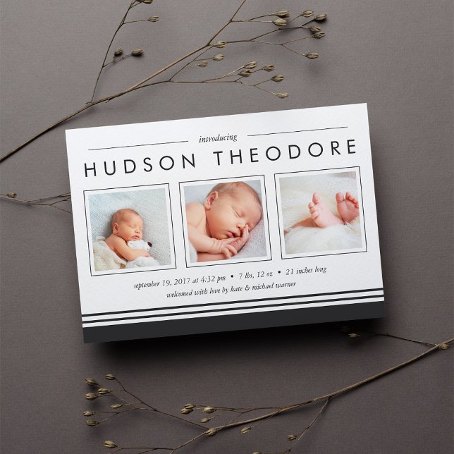 U-Bahn-Streifen Geburtsankündigung | Holzkohle Ankündigung (Von Creator hochgeladen)