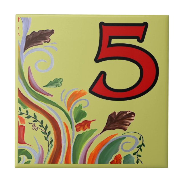 U-Bahn-Tiles floral 5 fünf Fliese (Vorderseite)