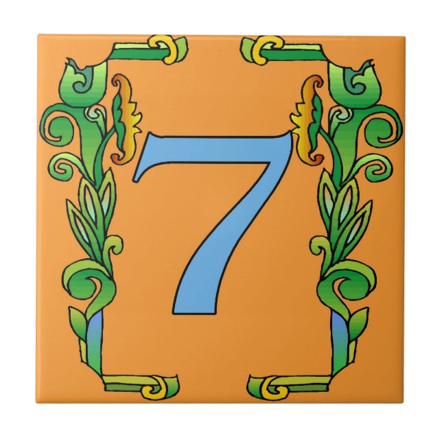 U-Bahn-Tiles Green Scroll Frame 7 Sieben Fliese (Vorderseite)