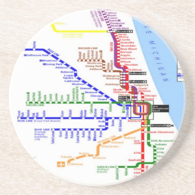 U-Bahn-Untersetzer Chicago Sandstein Untersetzer (Vorne)