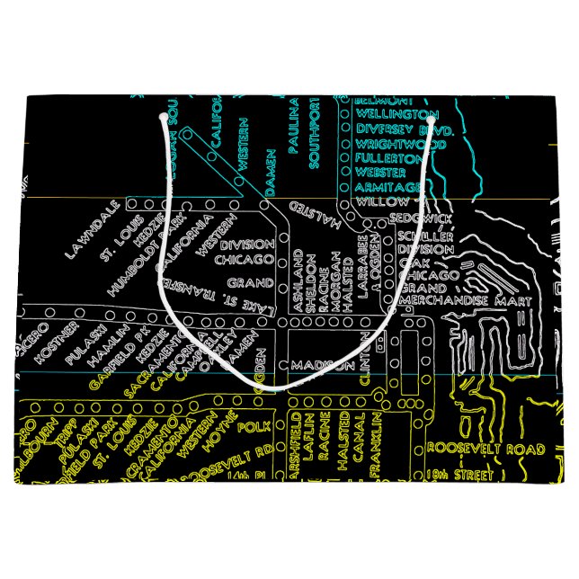 U-Bahn-Vintage Bahnlinie Chicago Große Geschenktüte (Vorderseite)