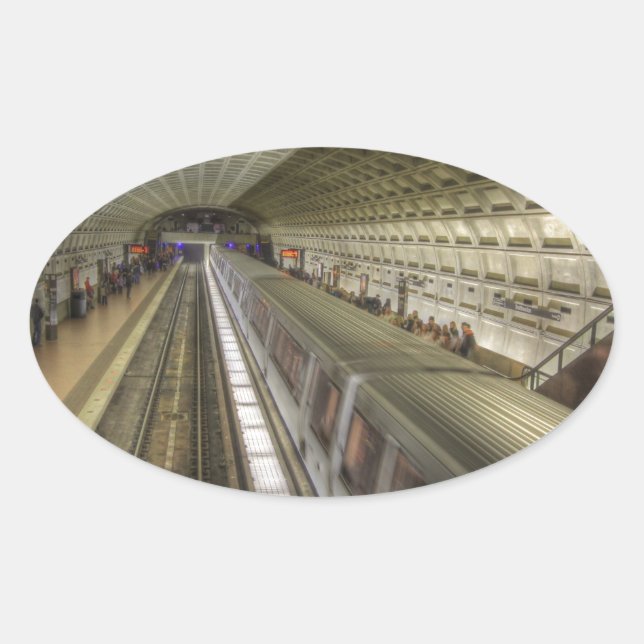 U-Bahnhof Washington DC Ovaler Aufkleber (Vorderseite)