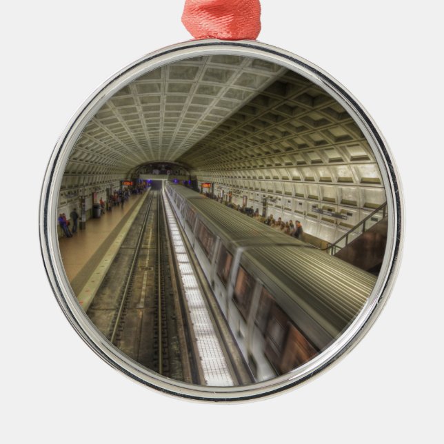 U-Bahnhof Washington DC Silbernes Ornament (Vorne)