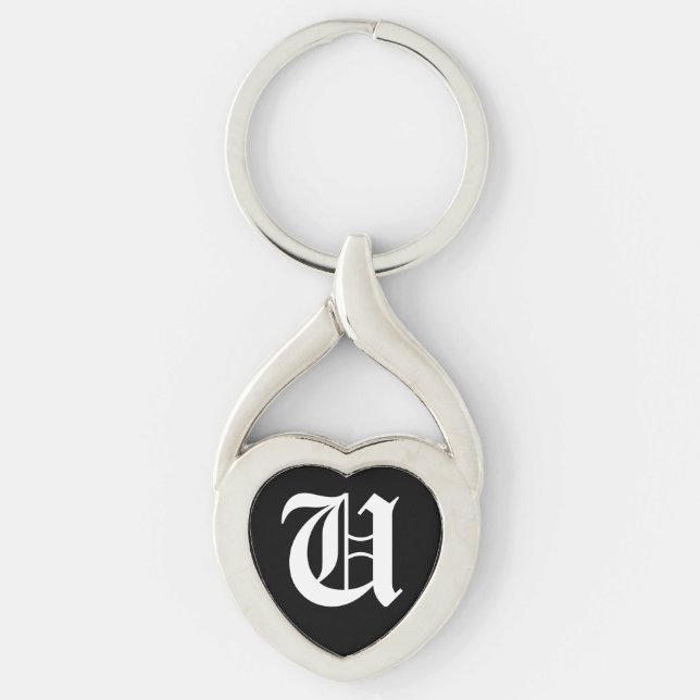 "U" Black Heart Keychain Schlüsselanhänger (Vorderseite)