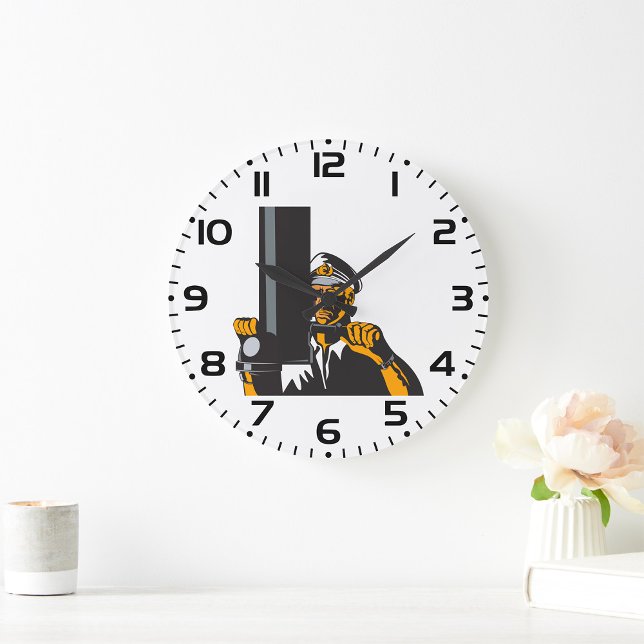 U-Boot-Captain mit Periscope Große Wanduhr (Von Creator hochgeladen)