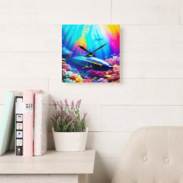 U-Boot in schönem Ozean Quadratische Wanduhr