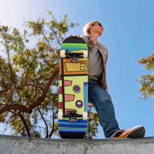 U-Boot Leben Orange Gelb Blau Grün Skateboard