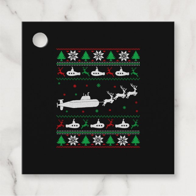 U-Boot-Marine Ugly Weihnachtssüßer Geschenkanhänger (Vorderseite)