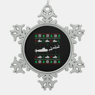 U-Boot-Marine Ugly Weihnachtssüßer Schneeflocken Zinn-Ornament