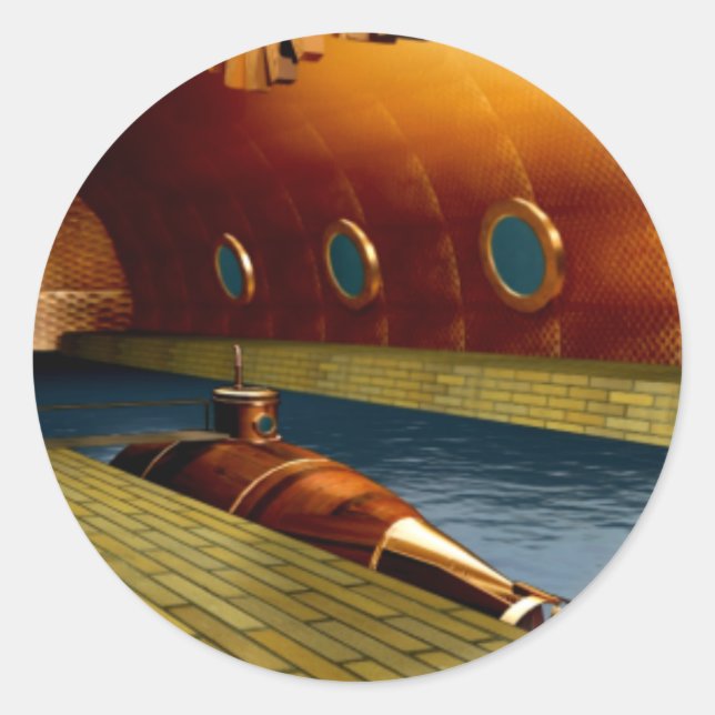 U-Boot Runder Aufkleber (Vorderseite)