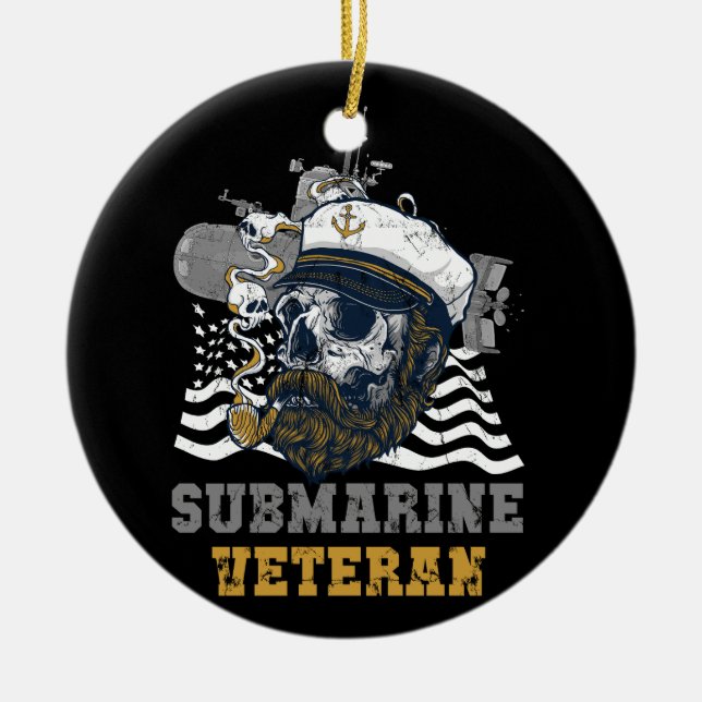U-Boot-Veteran Skull Captai Keramik Ornament (Vorne)
