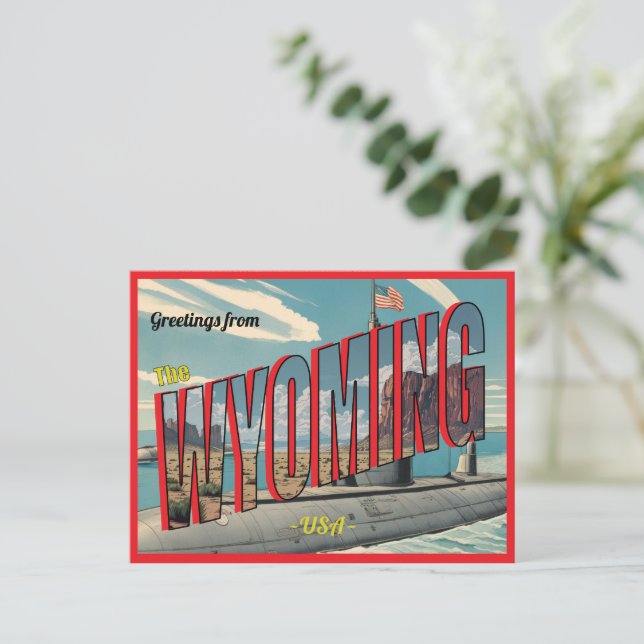 U-Boot-Wyoming für USA Retro-Postkarte Postkarte (Stehend Vorderseite)
