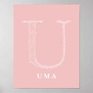 U Botanisches Monogramm Kinderzimmer-Poster Poster