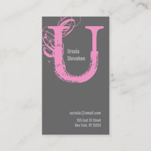 U-Buchstabe-Alphabet-Visitenkarte-Rosa-Grau Visitenkarte