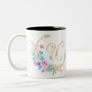 U-florale Grenze Zweifarbige Tasse