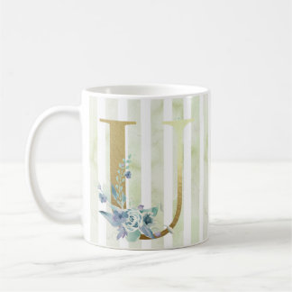 U goldfarbene, blaue und weiße Streifen Kaffeetasse