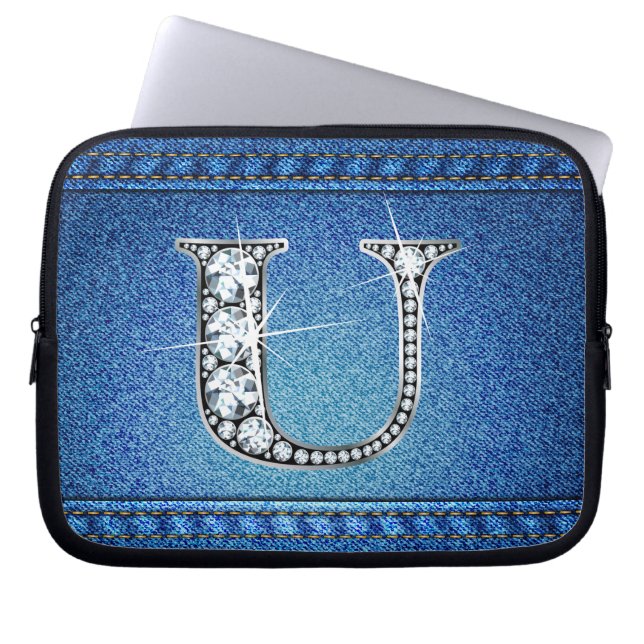 U Imitate "Diamond" Denim Stitching Electronics Ba Laptopschutzhülle (Vorderseite)