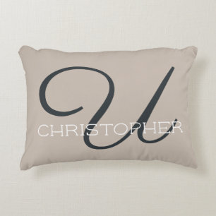 U Initial Calligraphy Name Taupe Tan Neutral Chic Dekokissen