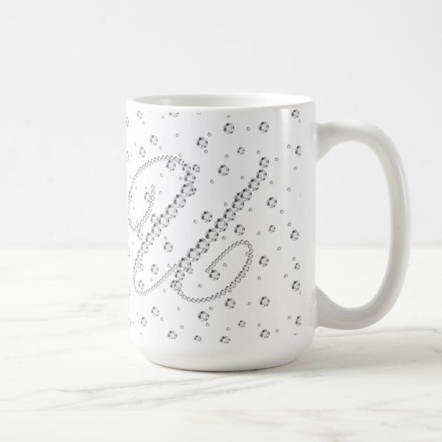 U Initial Monogram White Diamonds Print Kaffeetasse (Rechts)