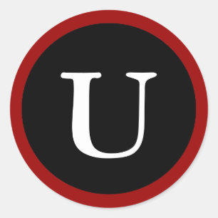 U: Initial U Letter U Red, White & Black Stickers