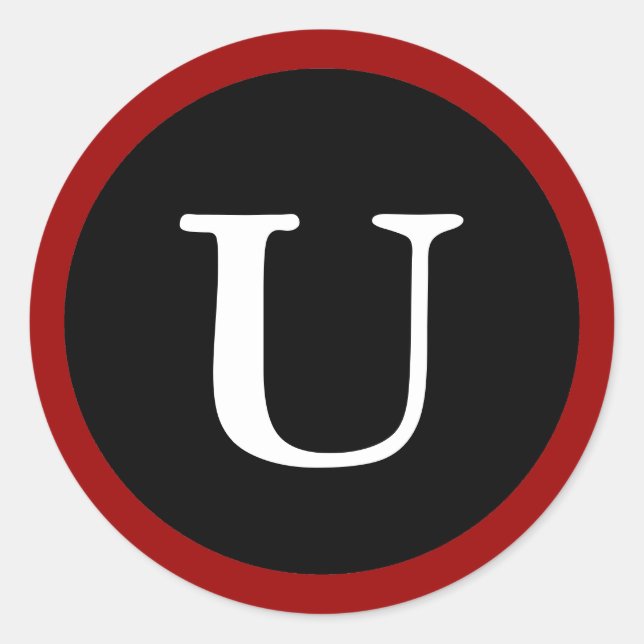 U: Initial U Letter U Red, White & Black Stickers (Vorderseite)