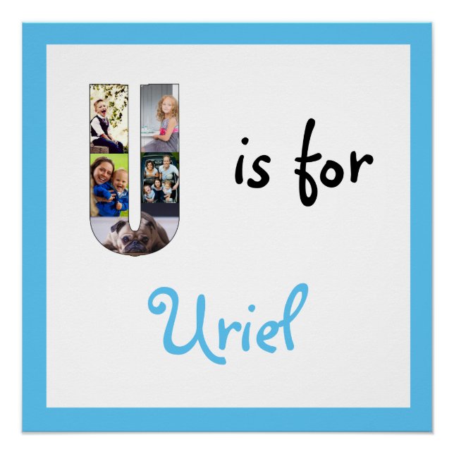 U is for Name Blue Foto Poster (Vorderseite)