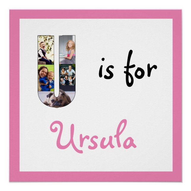 U is for Name Pink Foto Poster (Vorderseite)