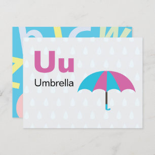 U is for Umbrella - Alphabet Flash Card Postkarte