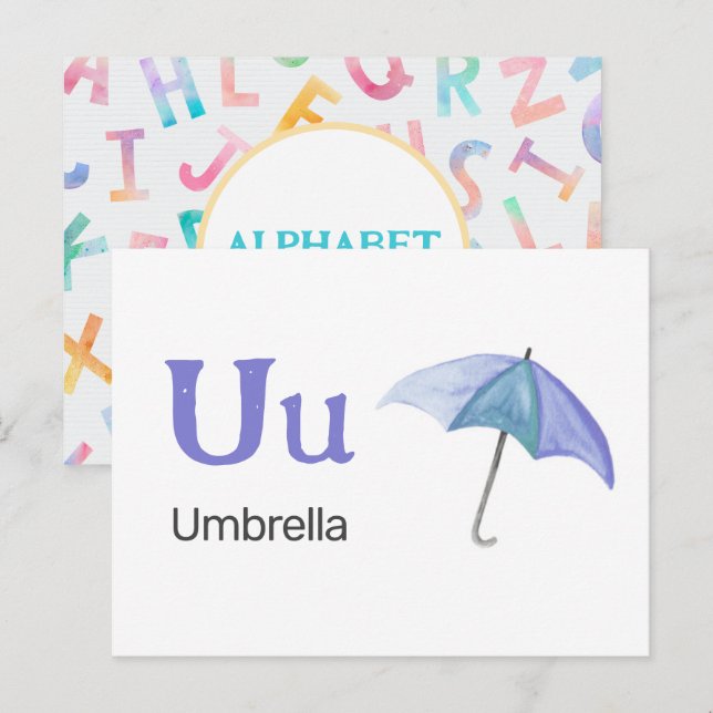 U is for Umbrella - Alphabet Flash Card Postkarte (Vorne/Hinten)