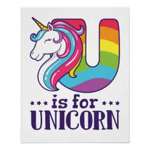 U ist für Unicorn Alphabet Poster