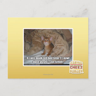 U kann das Bett später machen. Postkarte