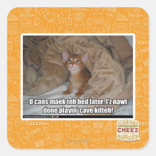 U kann das Bett später machen. Quadratischer Aufkleber