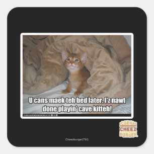 U kann das Bett später machen. Quadratischer Aufkleber