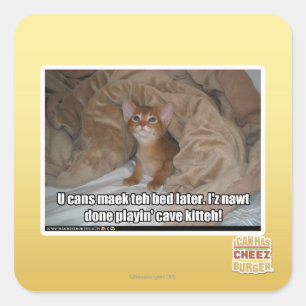 U kann maek das Bett später Quadratischer Aufkleber