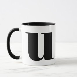 U Modern Monogram Initial Letter Black and White Tasse