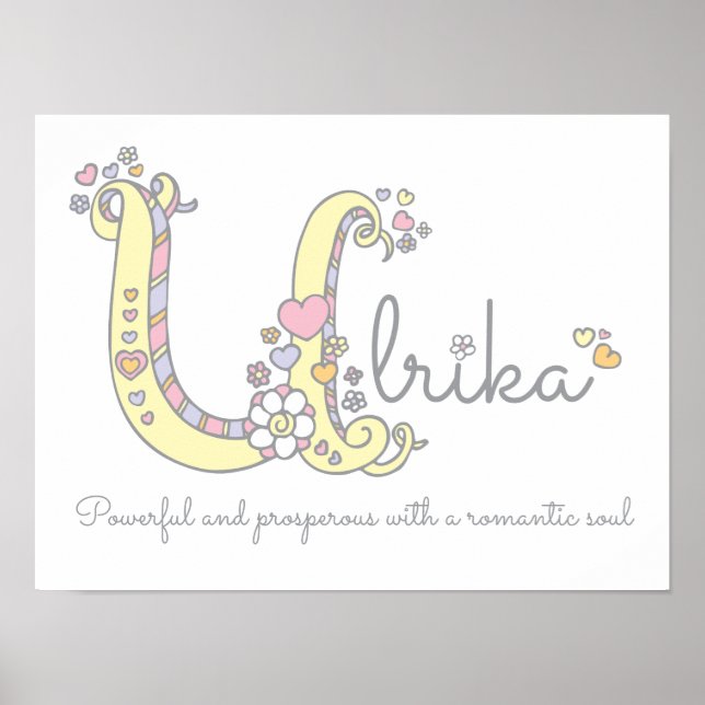 U Monogram Art Ulrika Girls Name Poster (Vorne)