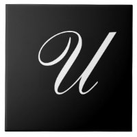 U Monogram Initial White on Black