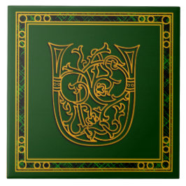 U Monogram "Irish Gold on Green" Keramik Tile Fliese