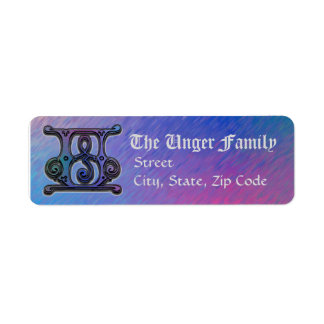 U Monogram "Old World Blue" Design Address Lables