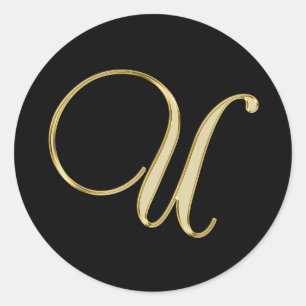 U Monogramm Gold Runder Aufkleber