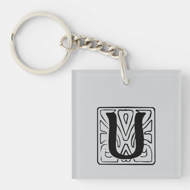U Monogramm schwarz Schlüsselanhänger (Vorderseite)